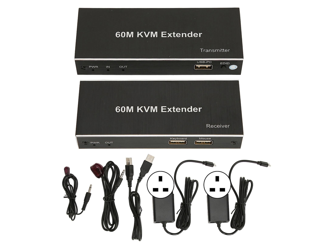 Extensor Kvm De 60 M Multifuncional 1080p 60 Hz Hd Interface Multimídia Kvm Usb Extensor Para Tv Dvd Player Pc 100 240 V Slowmoose