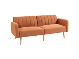 Este Sofá Conversível De Dois Lugares Apresenta Um Design Escandinavo, Encosto Ajustável Em Três Posições, Pés De Madeira E Tecido Marrom Com Textura