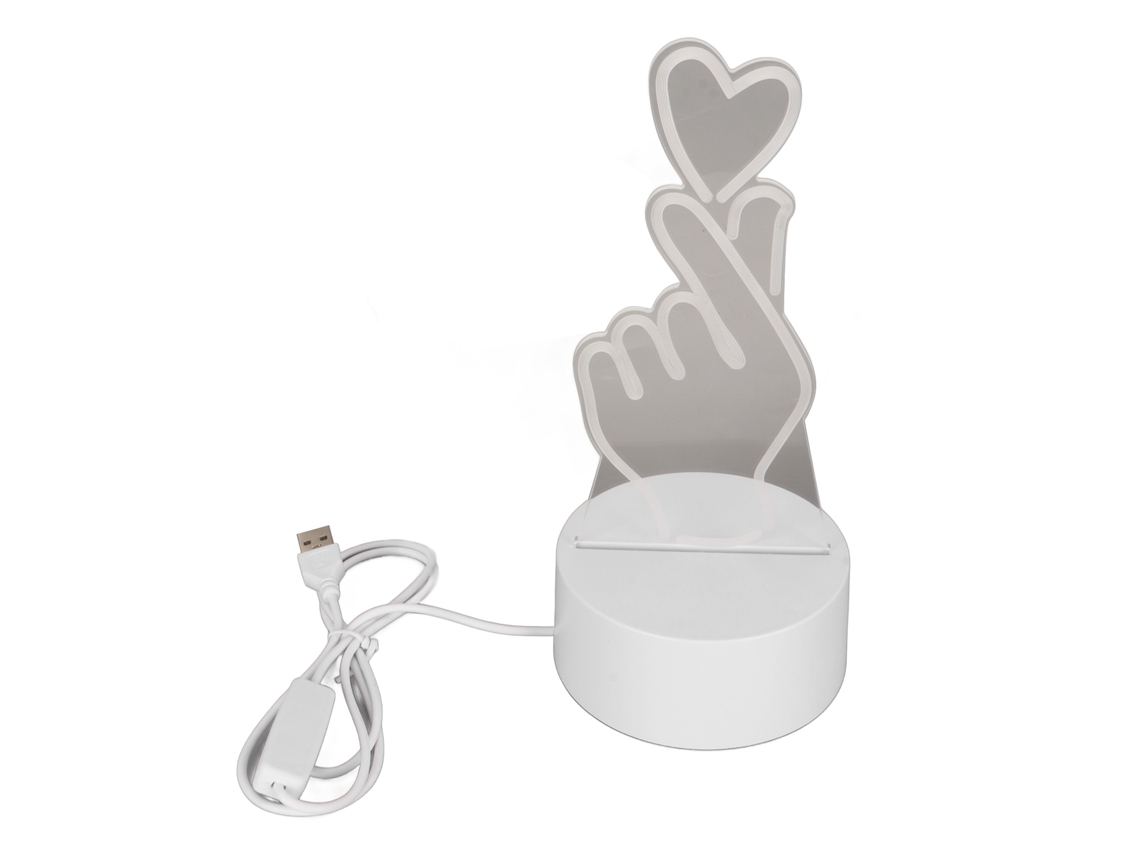 Lâmpada 3d Coração Luz Suave Gradual Usb para Quartos Bares