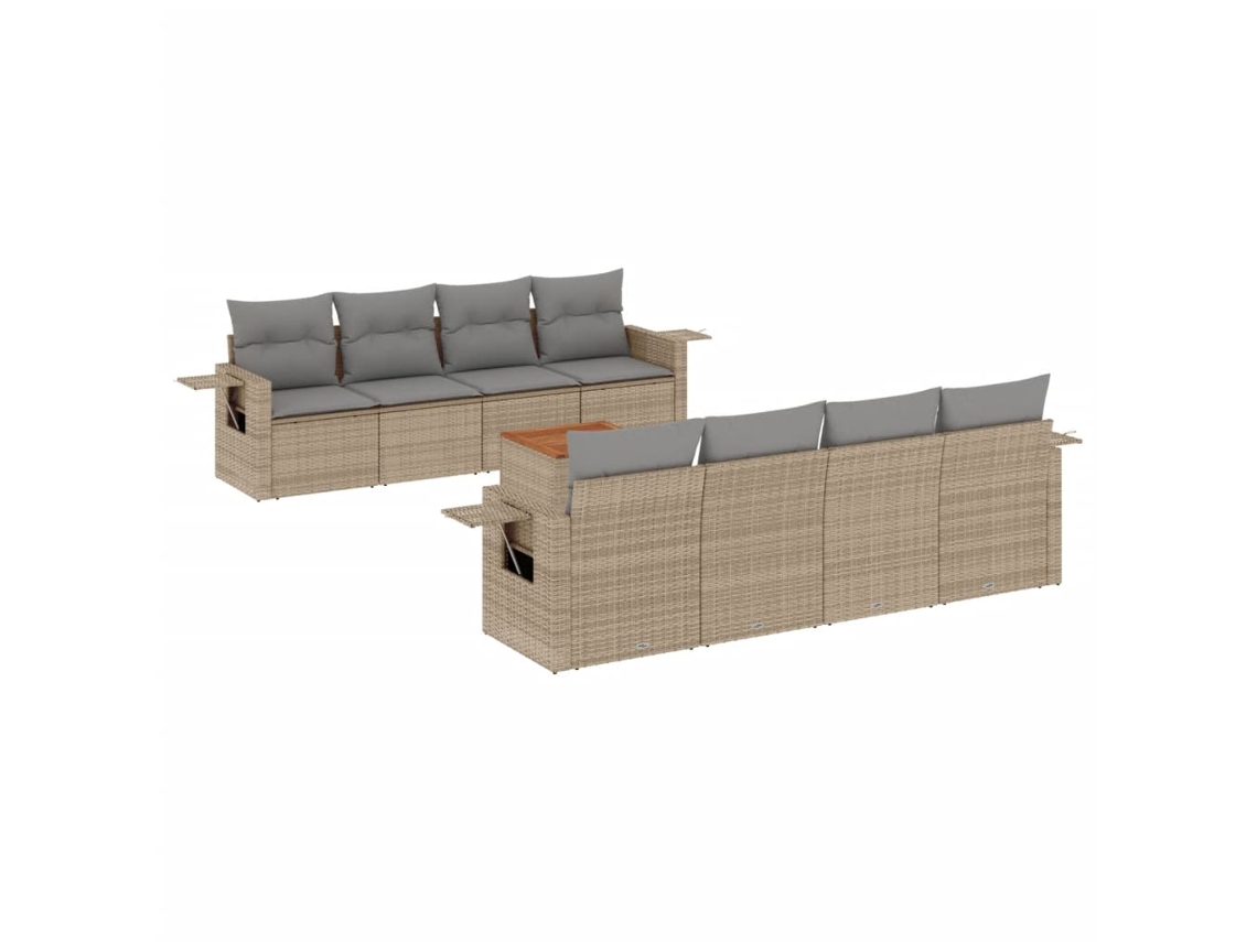 Maison Exclusive - 9 Pcs Conjunto De Sofás P/ Jardim Com Almofadões Vime Pe Bege