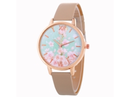Relógio de Pulso Feminino de Couro Artificial Casual Quartzo Zhoulianfa Bege