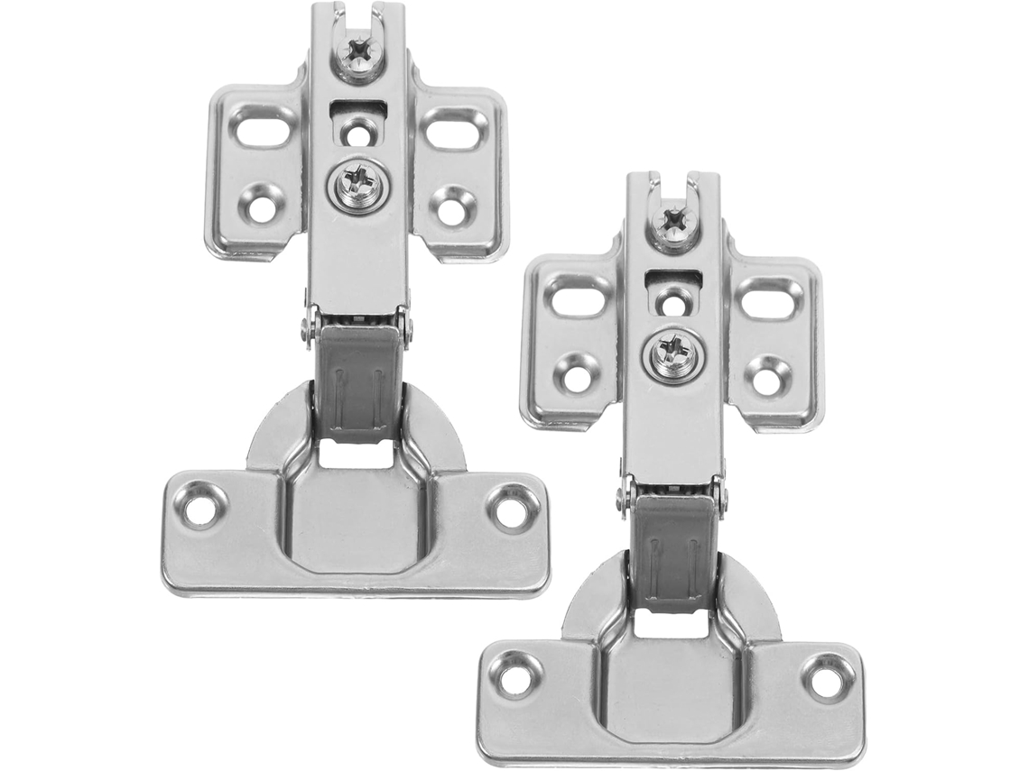 Conjunto De 2 Dobradiças Ocultas Em Aço Inoxidável Com Funcionamento Suave E Acabamento Prateado Para Portas Armários