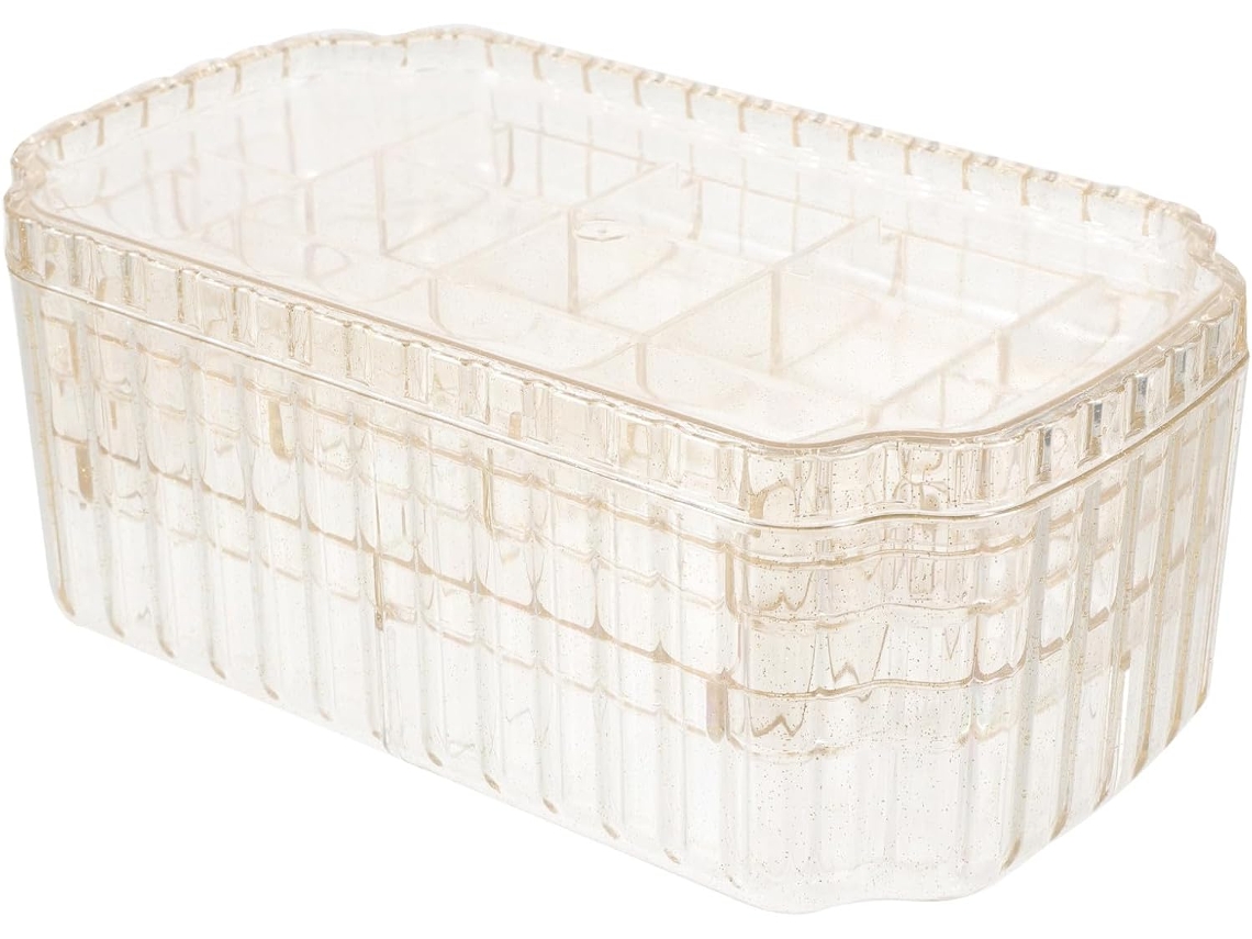 Caixa De Joias De Vários Níveis Com Tampa, Organizador De Joias Compacto E Transparente Para