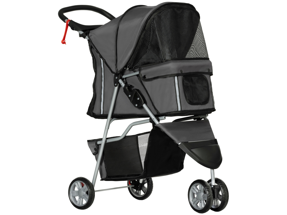Carrinho para Cães Carrinho Dobrável para Cães e Gatos de Até 10 Kg 75 X 45 X 97 Cm Cinza Escuro Ge