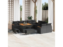 Vidaxl Conjunto De Sofá De Jardim 13 Unid. 12-número De Lugares Preto