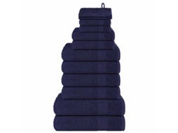Vidaxl 12pcs Conjunto Toalha Frogn 360 G/m² Azul-marinho