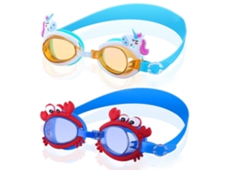 Óculos de Natação AQUAFORGE À Prova D'água e Antiembaçante, Armação Ampla, Lentes Lisas, Verde