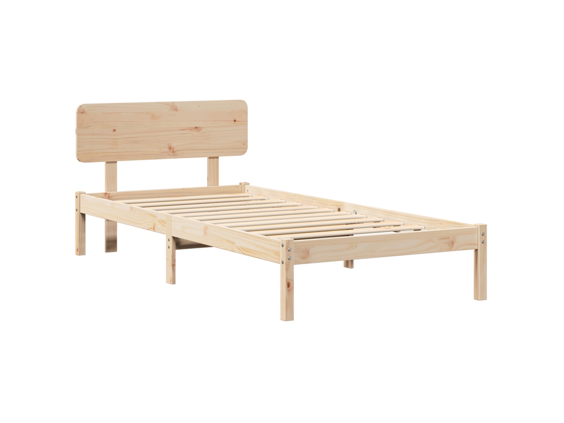 Conjunto 1 Estrutura De Cama De Madeira Vidaxl Castanho Madeira De Pinho Maciça (75 X 190 Cm)