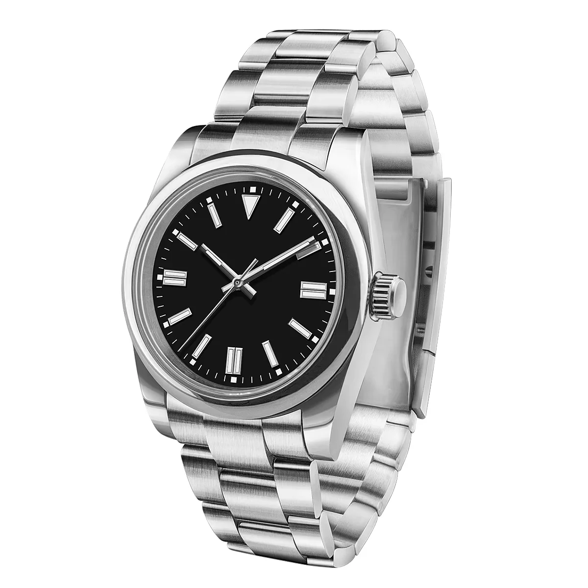 Relógio Masculino Mecânico Automático Com Cristal De Safira Preto, 36/39 Mm, Modelo De Luxo.
