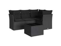 Conjunto de 5 Sofás de Jardim com Almofadões Vime Pe Preto MAISON EXCLUSIVE (N/A)
