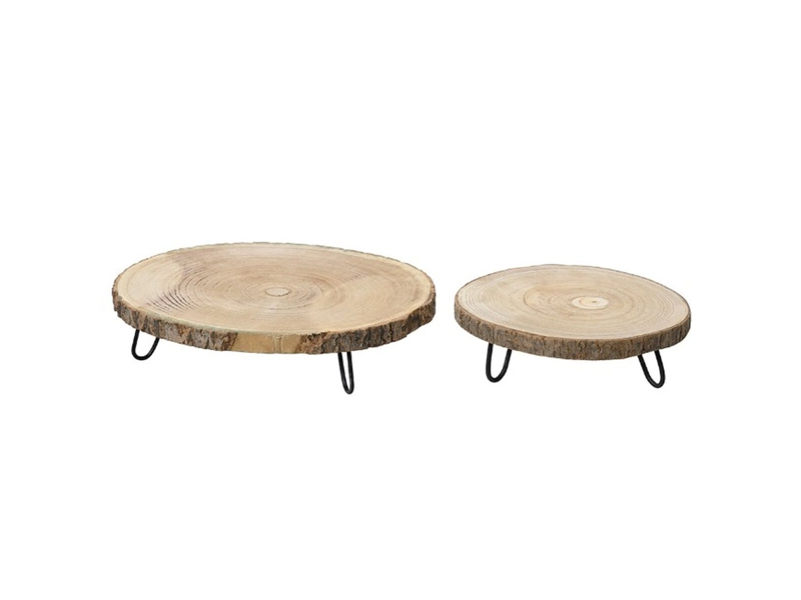 Jogo de Bandejas LIFETIME Ø 34 x 7,5 cm Ø 26 x 7,5 cm Decorativo 2 Peças