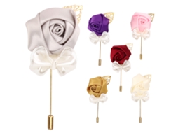 6pcs corsage de flor artificial, para noiva, padrinho, casamento, prata, branco, roxo, rosa, ouro | S/MARCA