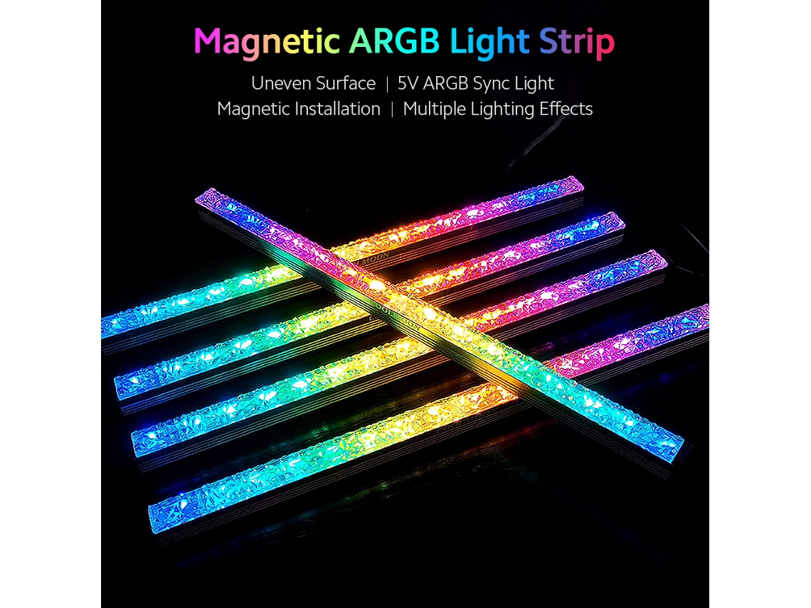 Coolmoon Fita De Led Argb Simil-diamante Barra De Luz Rgb Magnética 5v 3pino Efeito De Sincronização
