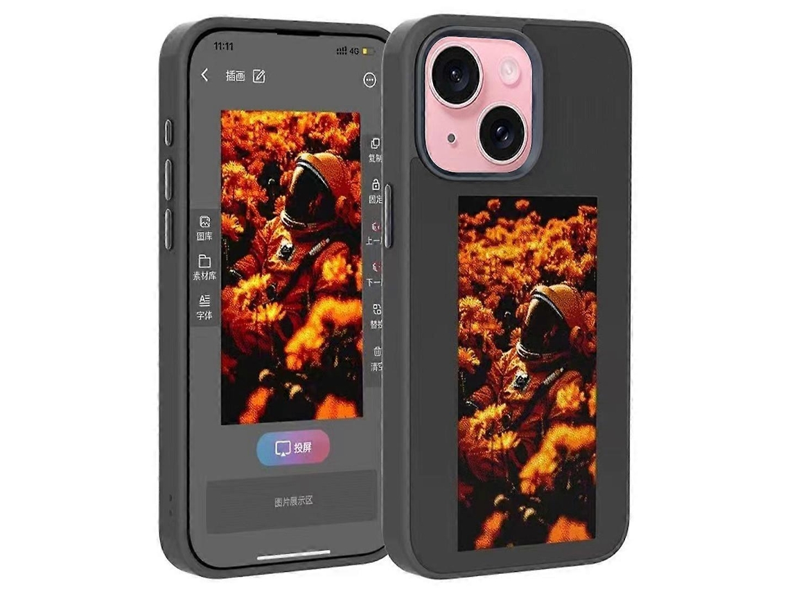 Capa De Celular E Ink Para Iphone 15 Com Tela De 4 Cores E Nfc Inteligente