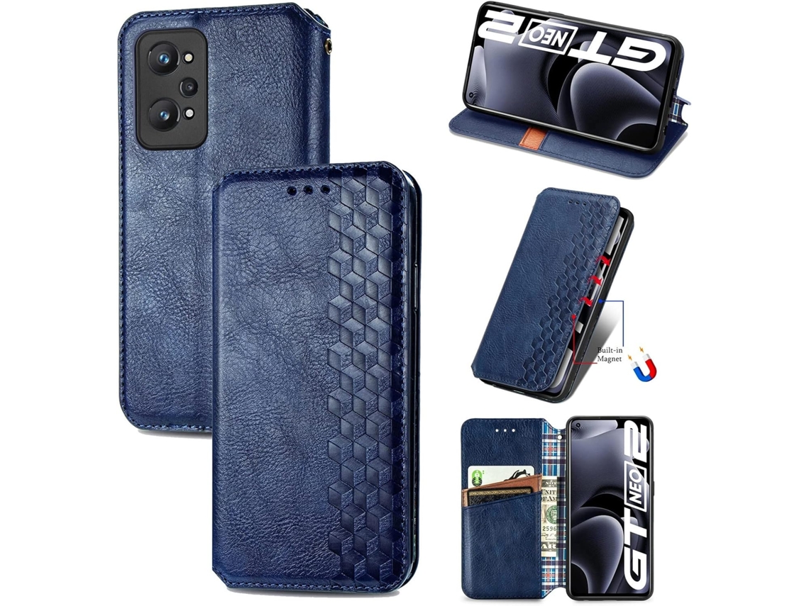 Capa Fólio Tipo Smartphone Proteção Total Chip para Oppo Realme Gt Neo 2 HONGWE. Pele Azul