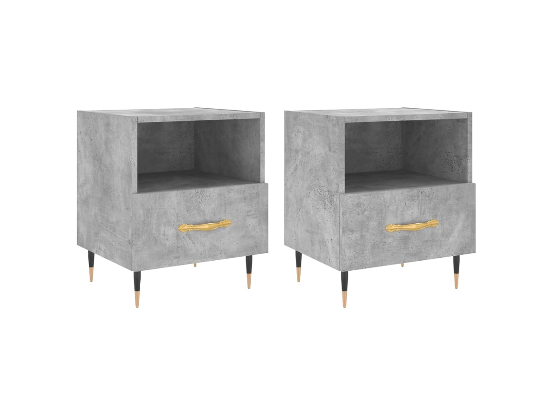Bedside Cabinet, Bedside Cabinets Vidaxl Cinzeto Madeira Processada (n/a)