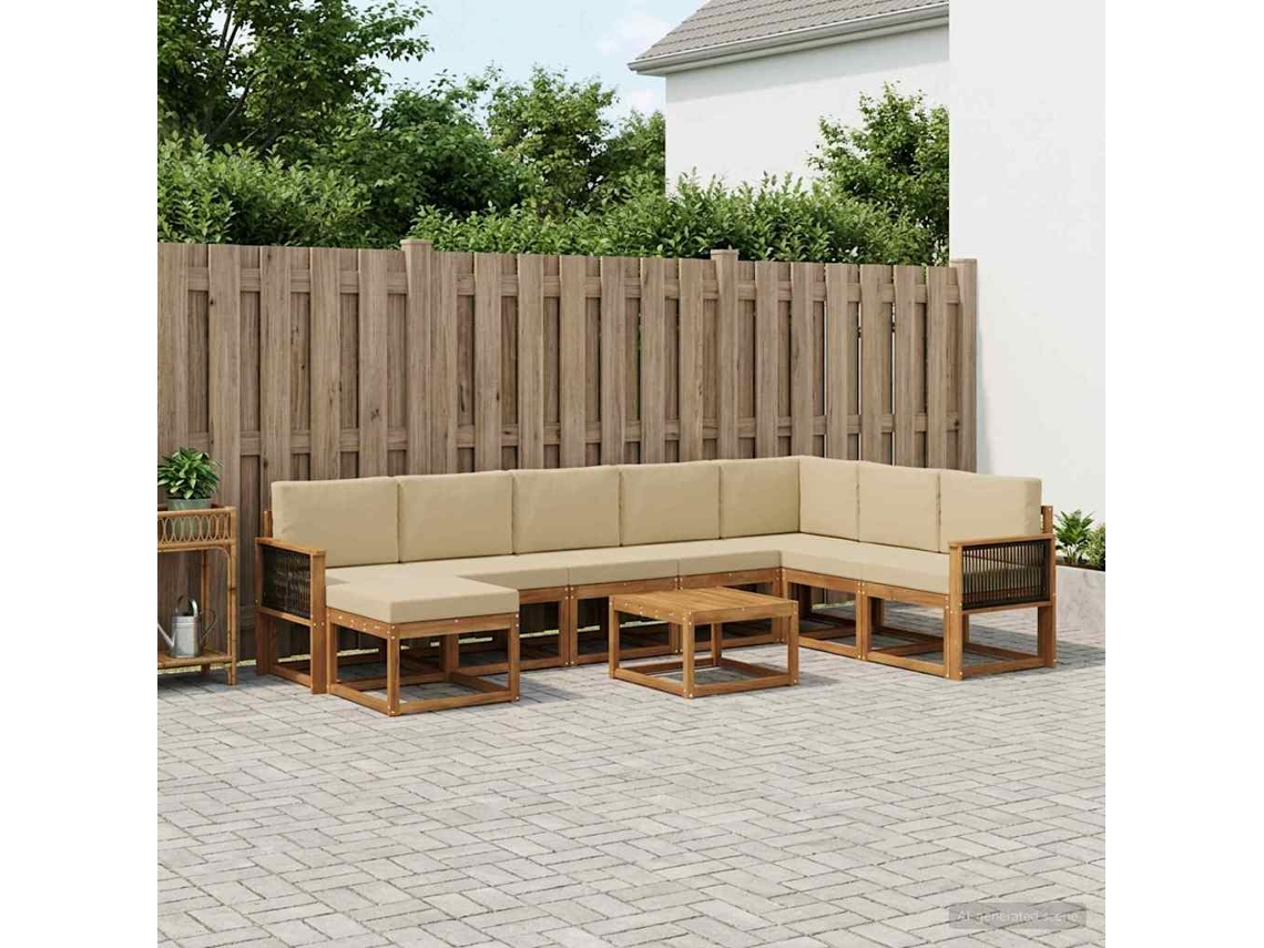 Vidaxl Conjunto De Sofás Para Exterior 9 Unid. Natural E Bege