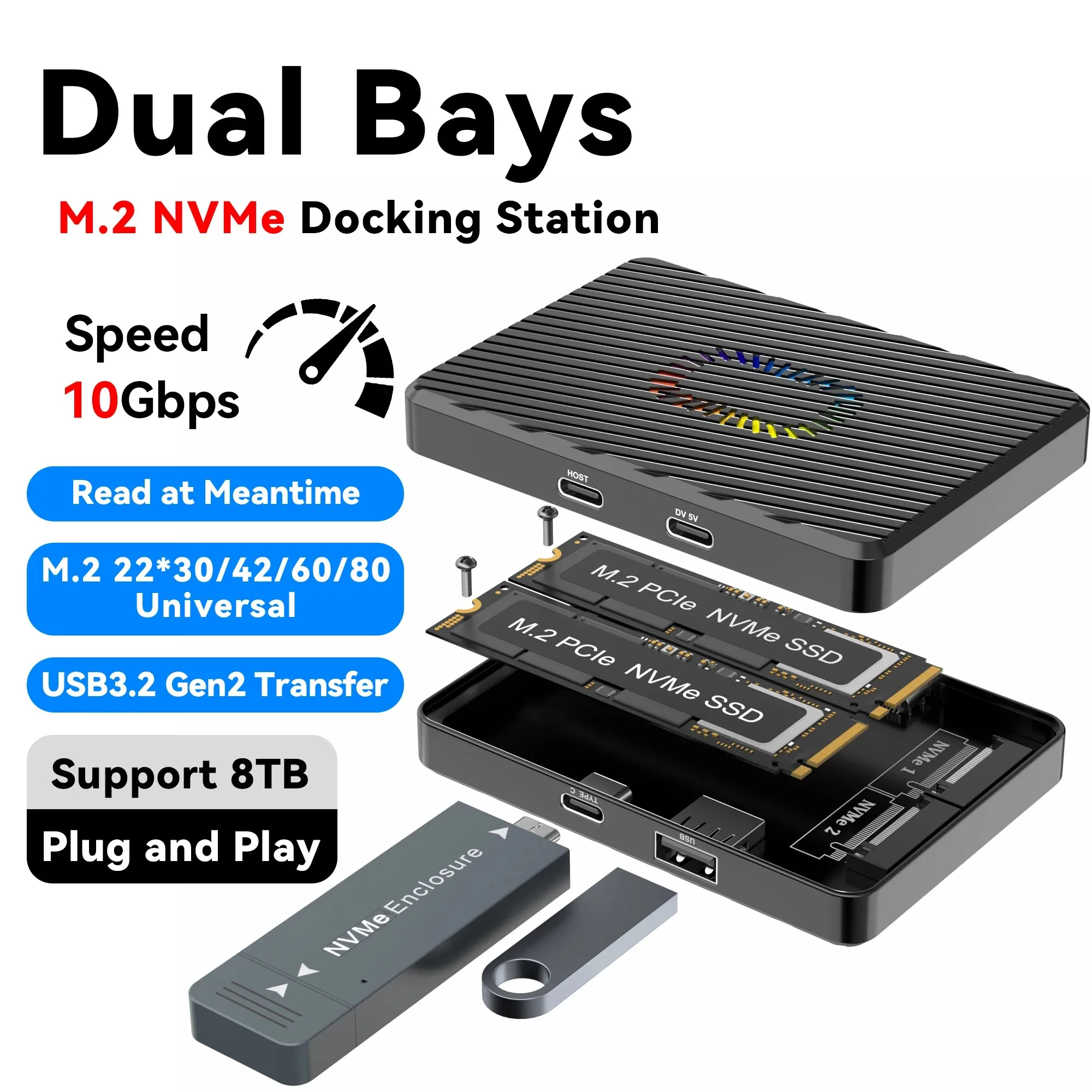 Estação de Acoplamento MDUG Gabinete para Disco Rígido com Interface Nvme Dupla