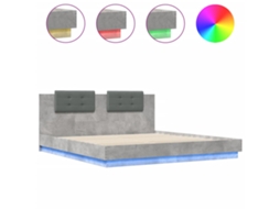 Estrutura de Cama com Cabeceira e Luzes Led MAISON EXCLUSIVE Cinza Cimento (200x200 cm)
