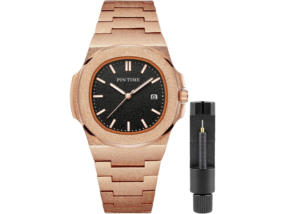 Lurelia Relógio Masculino, Movimento De Quartzo, Data/calendário, Luminoso, Aço Inoxidável, Abs, Rosa Ouro, Dourado E Preto