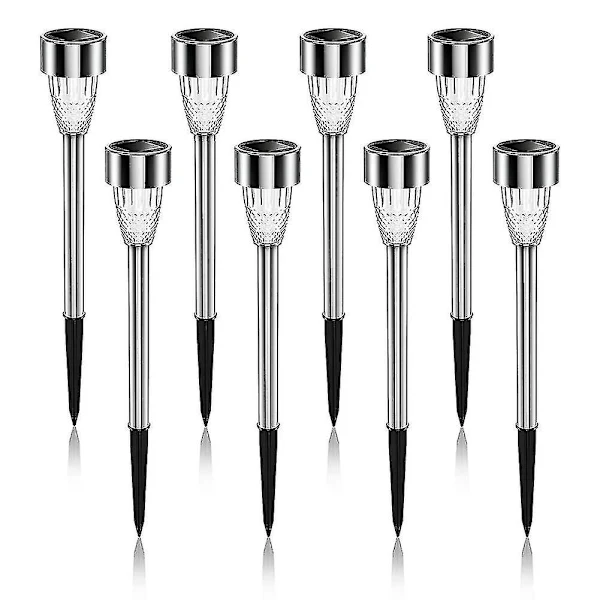 Kit com 8 luminárias solares de solo AQUAFORGE, branco frio, à prova d'água, automático, caminhos