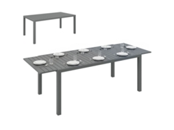 Mesa de Jantar Extensível 180/240cm em alumínio, efeito madeira S/MARCA