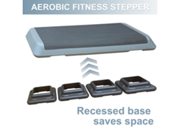 Step Aeróbico 110cm Cinza, 4 Bases Ajustáveis, Para Treino De Força E Cardio Em Casa.