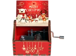 Caixa Música Natalina Vintage Clássica Madeira Entalhada Manivela Natal Presentes Meninos Meninas Familiares GOKOCO