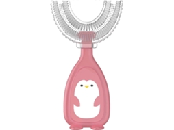 Escova de Dentes Infantil em Formato U com Cabeça Silicone Qualidade Alimentar, Design Fofo Pinguim, Escov a Manual para Toda Boca, GOKOCO