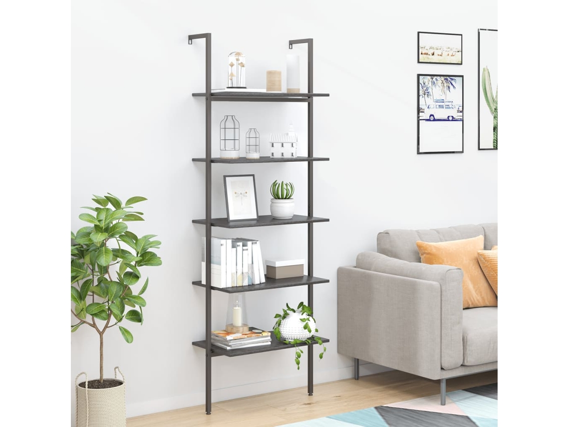 Vidaxl Unidade 5 Prateleiras Inclinada 64x35x185 Cm Preto