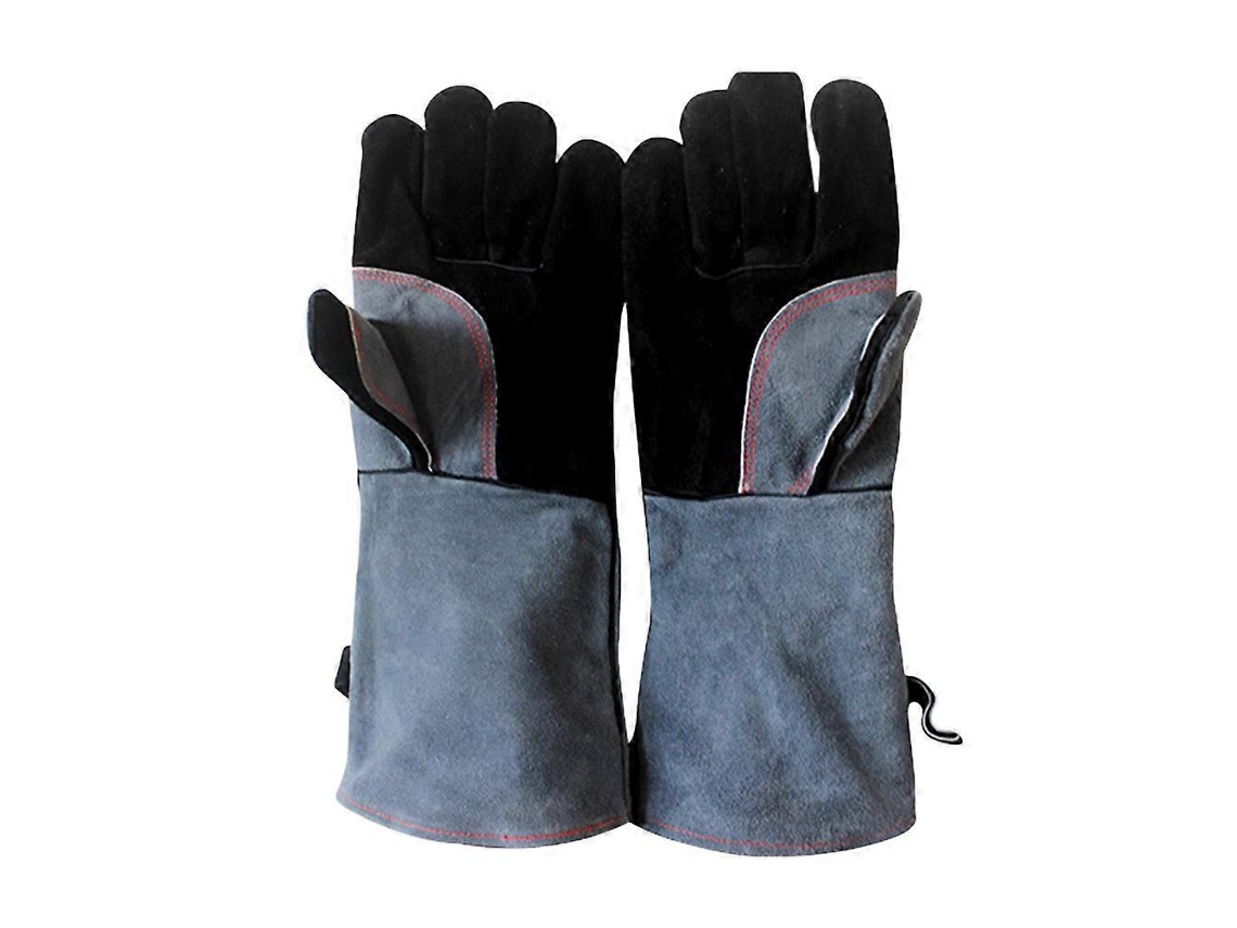 Luvas de Churrasco e Forno Resistentes Ao Calor de Couro Bovino Premium Isoladas para Cozinhar Assar Fumar Chaminé Soldadura Elétrica