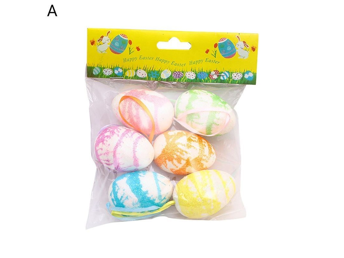 6pcs/set Decorativos Ovos De Páscoa De Poliestireno Suspensos Efeito Visual Bonito Para Decoração A