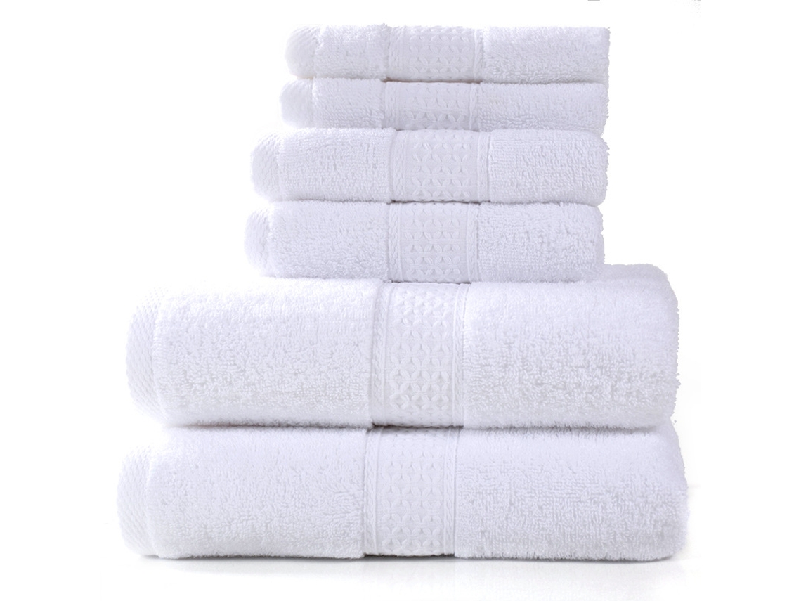 Conjunto De Três Toalhas De Banho Brancas Em Puro Algodão, Grossas, Macias E Altamente Absorventes. Siurn
