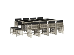 Conjunto de Jantar 13 Pcs para Jardim com Almofadões Vime Pe Cinzento Claro MAISON EXCLUSIVE (13 pcs)