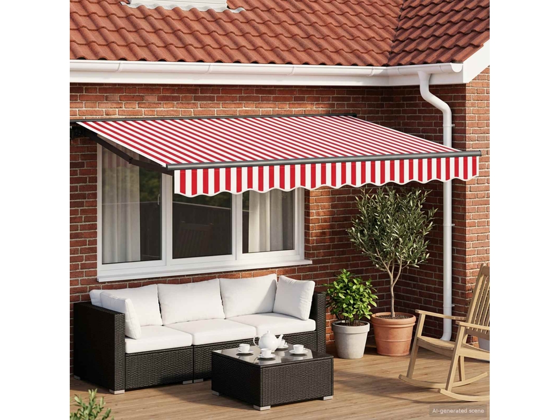 Vidaxl Toldo Retrátil Elétrico Vermelho, Branco, Antracite 3 X 2,5 M