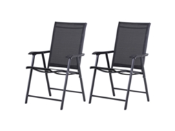 Conjunto de 2 Cadeiras Dobráveis para Exterior Cadeiras para Jardim com Textilene e Metal 58x64x94 Cm Preto Ge