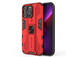 Suporte Casa Queda Para Iphone 14 Pro Max Pele Sintética Anti-choque Vermelho