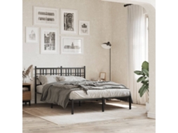 Estrutura De Cama Com Cabeceira 135x190 Cm Metal Preto