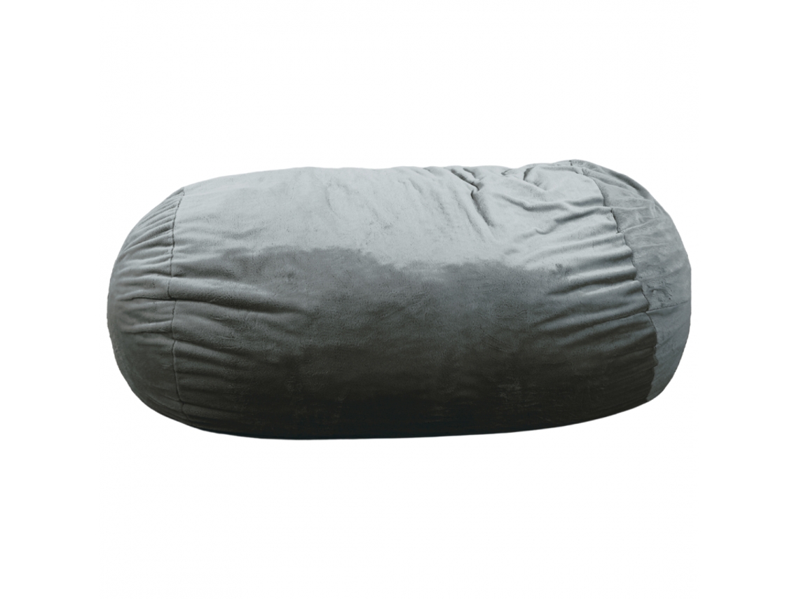 Pufe Longo Gigante Pele Cinzento 160 Cm