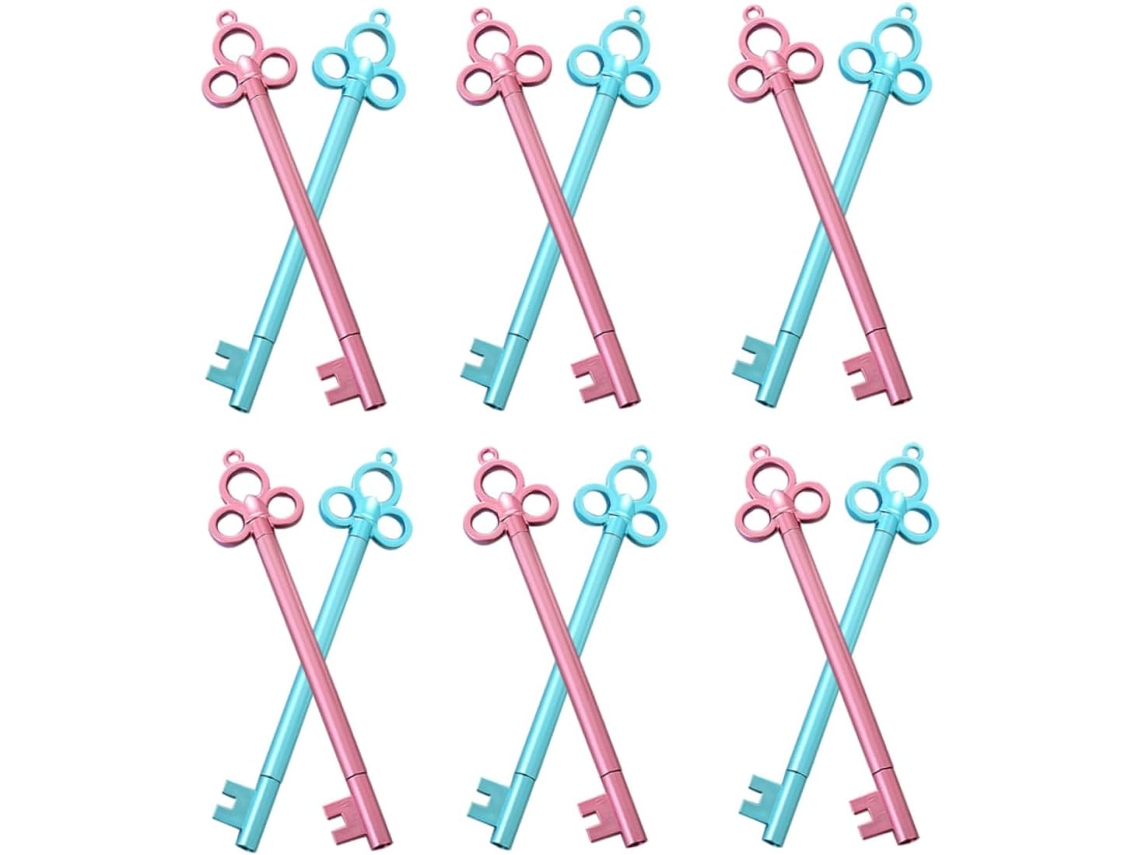 Conjunto De 12 Canetas Fofas Em Formato Chave, Feitas Abs, Com Escrita