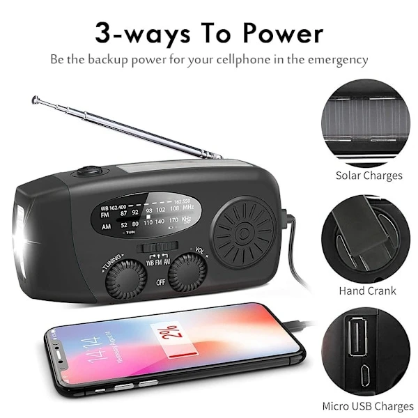 Rádio De Manivela À Prova D'água Com Célula Solar E Powerbank, Vermelhoco