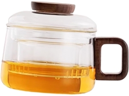 Caneca De Chá Em Vidro Borossilicato Com Cabo De Madeira, Ideal Para Bebidas Quentes E Frias, De Café,