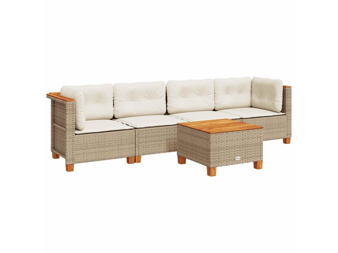 Maison Exclusive - 5 Pcs Conjunto De Sofás P/ Jardim Com Almofadões Vime Pe Bege