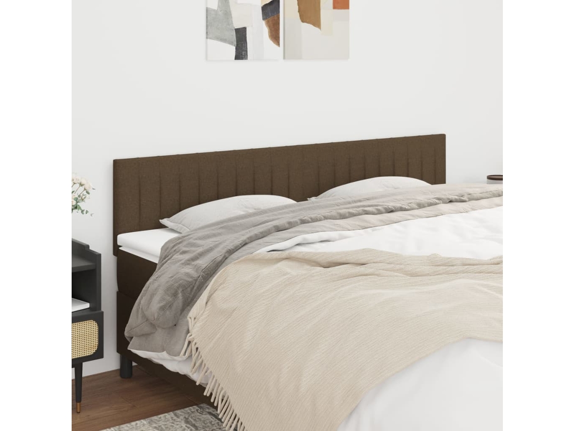 Vidaxl Cabeceiras Castanho-escuro 200x5x78/88 Cm Tecido