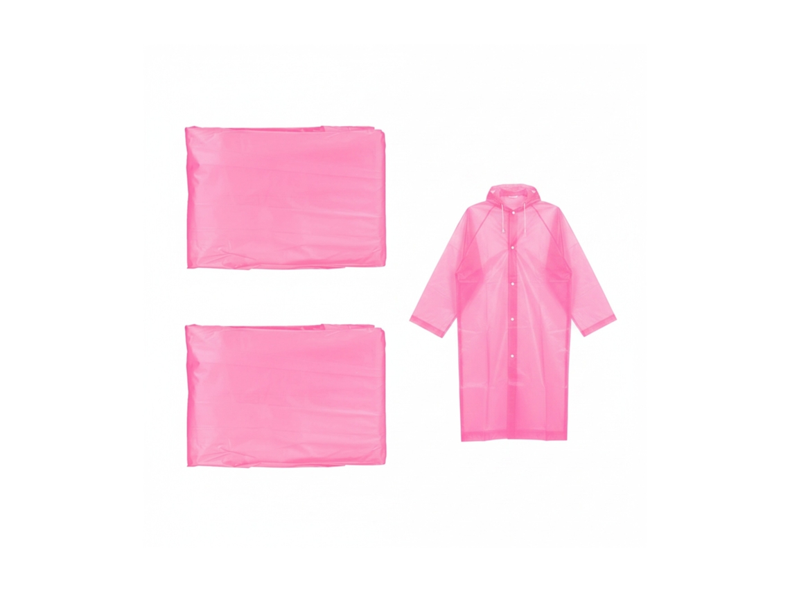Relaxdays Poncho De Chuva 2 Em 1, Com Capuz, Reutilizável, Unissexo, Impermeável, Longo, Leve, Rosa