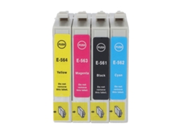 Kit com 4 cartuchos de tinta CMY Bk de alta capacidade para impressoras T0561, T0562, T0563 e T0564.