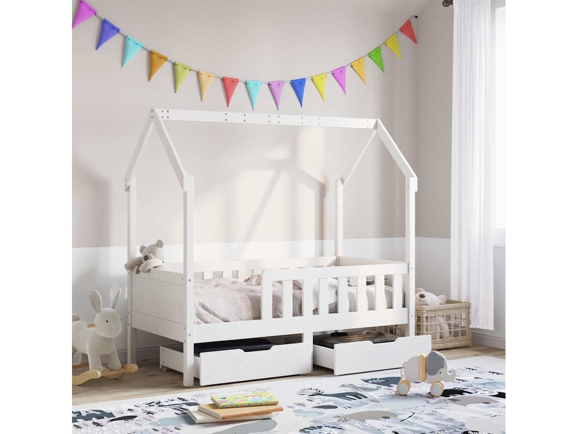 Estrutura De Cama Infantil C/ Gavetas 80x170 Cm Pinho Maciço