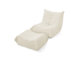Sofá Preguiçoso Com Encosto E Pufe, Poltrona Relax, Cadeira De Leitura Em Tecido De Pelúcia, Sofá Confortável Para Sala E Quarto Bege