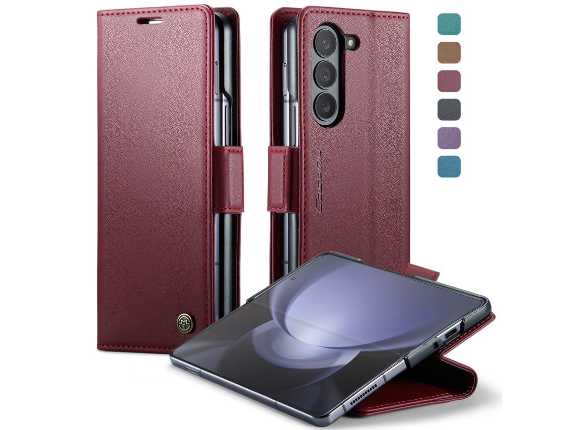 Capa Protetora De Couro Para Celular Com Compartimento Para Cartão, Antifurto E Resistente A Quedas.vermelho - Samsung Z Fold7
