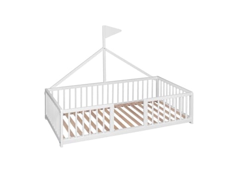Cama Infantil Tipi Montessori Apache Wonderland (Madeira de Faia - Branco - 140x70 cm)